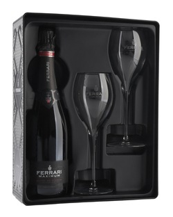 Ferrari,  Black tin Gift box 1 fles Maximum Brut + 2 fl&ucirc;tes  